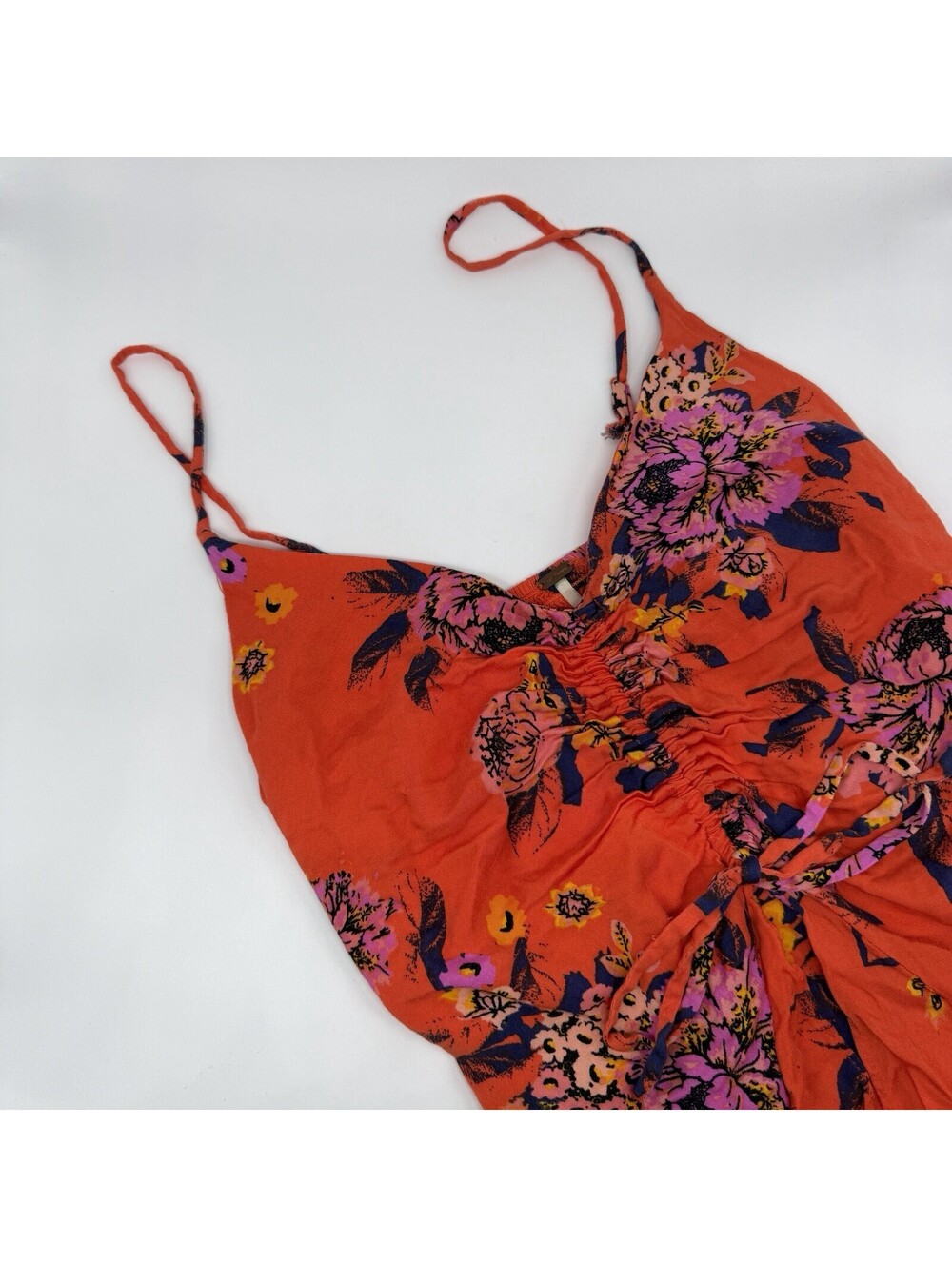 Free People Happy Heart Orange Floral Summer Mini Dress XS